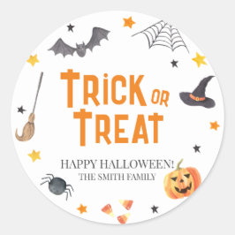 Adesivo Redondo Feliz Halloween, BOO, Truque ou Tratado