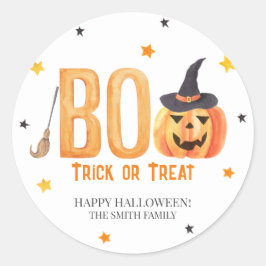 Adesivo Redondo Feliz Halloween, BOO, Truque ou Tratado