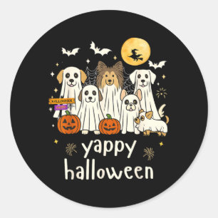Adesivo Redondo Feliz Halloween Cachorros Engraçados Fantasmas Hal