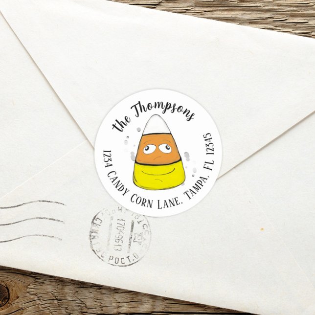 Adesivo Redondo Feliz Halloween Candy Corn Cute Whimsic (Criador carregado)