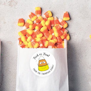 Adesivo Redondo Feliz Halloween Candy Corn Fofo Caprichoso