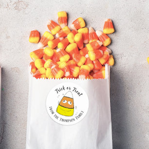Adesivo Redondo Feliz Halloween Candy Corn Fofo Caprichoso