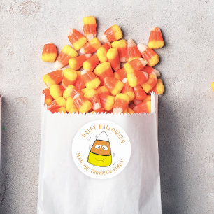 Adesivo Redondo Feliz Halloween Candy Corn Fofo Caprichoso