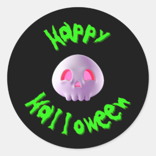 Adesivo Redondo Feliz Halloween Caveira 3D