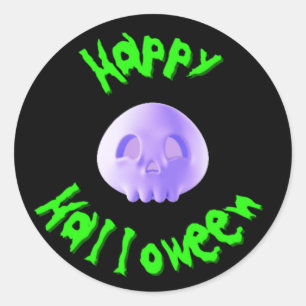 Adesivo Redondo Feliz Halloween Caveira 3D