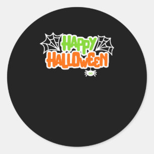 Adesivo Redondo Feliz Halloween Colorida Aranha Cótea