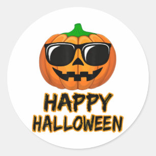 Adesivo Redondo Feliz Halloween Costume Engraçado Pumpkin