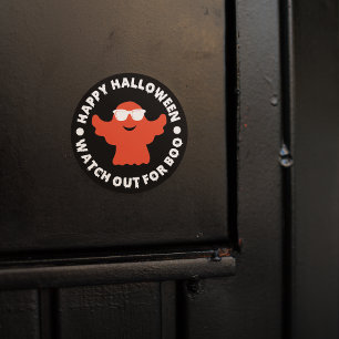 Adesivo Redondo Feliz Halloween Cuidado Com O Boo