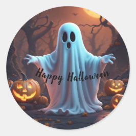 Adesivo Redondo Feliz Halloween do Fantasma Fantasma