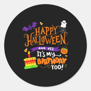 Adesivo Redondo Feliz Halloween E Sim É Meu Aniversário Halloween