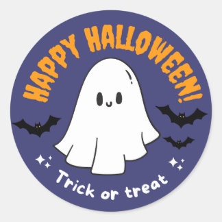 Adesivo Redondo Feliz Halloween Embalagem de doces ou travessuras