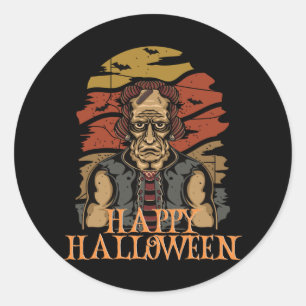 Adesivo Redondo Feliz Halloween Engraçado Caráter Assustador