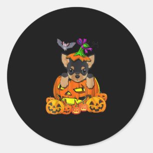 Adesivo Redondo Feliz Halloween Engraçado Chihuahua Pumpkin Gift