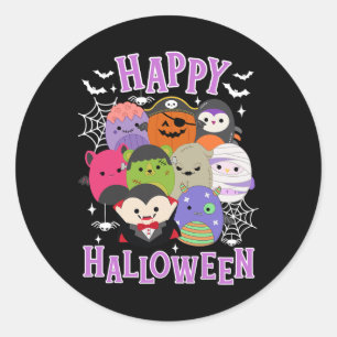 Adesivo Redondo Feliz Halloween Esquadrão Mallow Dando Presentes B