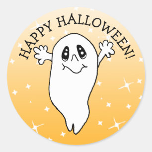 Adesivo Redondo Feliz Halloween Fantasma
