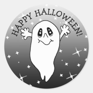 Adesivo Redondo Feliz Halloween Fantasma