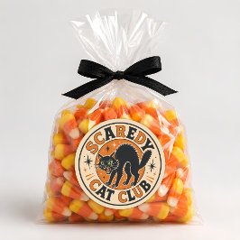 Adesivo Redondo Feliz Halloween Gato Preto Vintage Retro