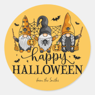 Adesivo Redondo Feliz Halloween Gnomos