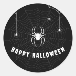 Adesivo Redondo Feliz Halloween Gothy Scary Black Spider Web
