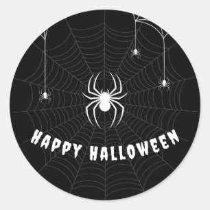 Adesivo Redondo Feliz Halloween Gothy Scary Black Spider Web