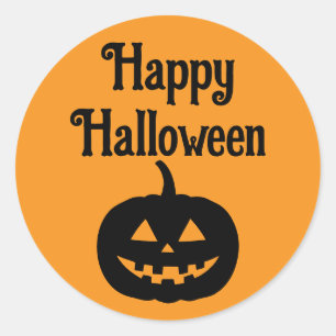 Adesivo Redondo Feliz Halloween Jack o Lanterna Face