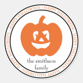 Adesivo Redondo Feliz Halloween Jack-O-Lanterna (Preto/Laranja)
