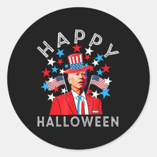 Adesivo Redondo Feliz Halloween Joe Biden 4 de julho Ind Memorial