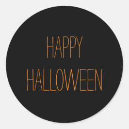 Adesivo Redondo Feliz Halloween - laranja preto assustador manuscr