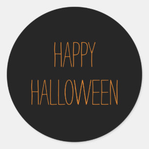 Adesivo Redondo Feliz Halloween - laranja preto assustador manuscr
