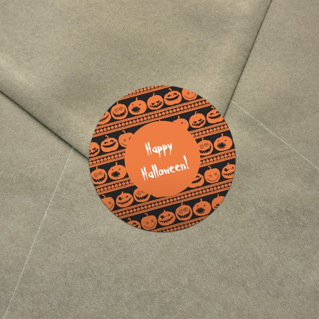 Adesivo Redondo Feliz Halloween Laranja Pumpkin Jack O Lanterna (Criador carregado)