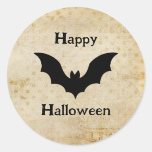 Adesivo Redondo Feliz Halloween Morcego Vintage Assustador