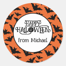 Feliz Halloween morcegos cor de laranja preto assu