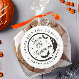 Adesivo Redondo Feliz Halloween Obrigado Fantasma Favorito do Part