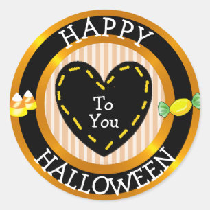 Adesivo Redondo Feliz Halloween Para Você Prendeu O Vestido Cardía