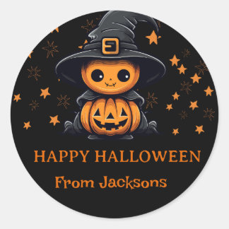 Adesivo Redondo Feliz Halloween Personalizado Ghost Pumpkin