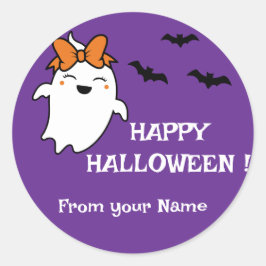 Adesivo Redondo Feliz Halloween Personalizado Ghost Pumpkin