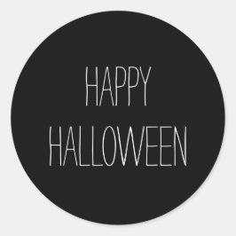 Adesivo Redondo Feliz Halloween preto branco assustador manuscrito