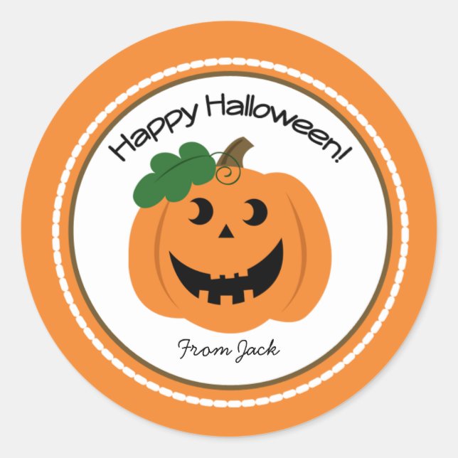 Adesivo Redondo Feliz Halloween Pumpkin Jackolanterna Favor Sticke (Frente)