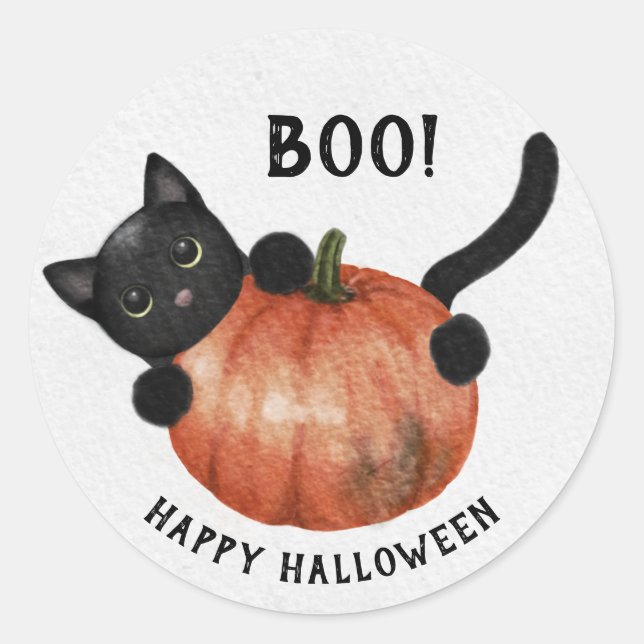 Adesivo Redondo Feliz Halloween Pumpkin Sticker Seal (Frente)