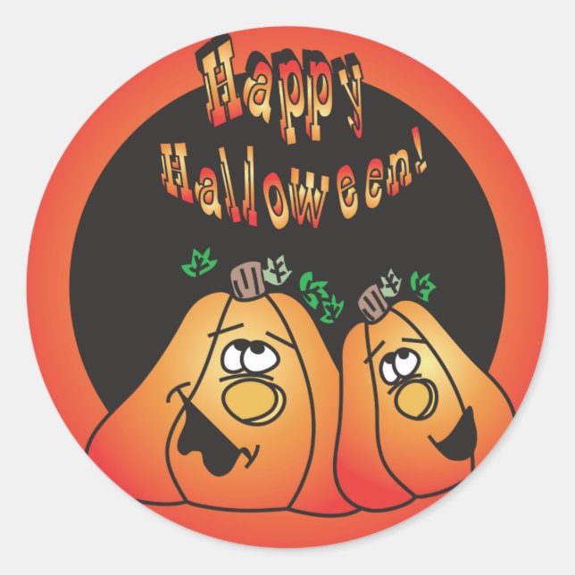 Adesivo Redondo Feliz Halloween Pumpkins (Frente)