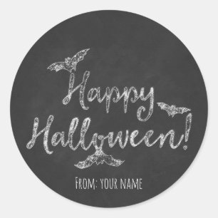 Adesivo Redondo Feliz Halloween Quadro de Giz Feriado