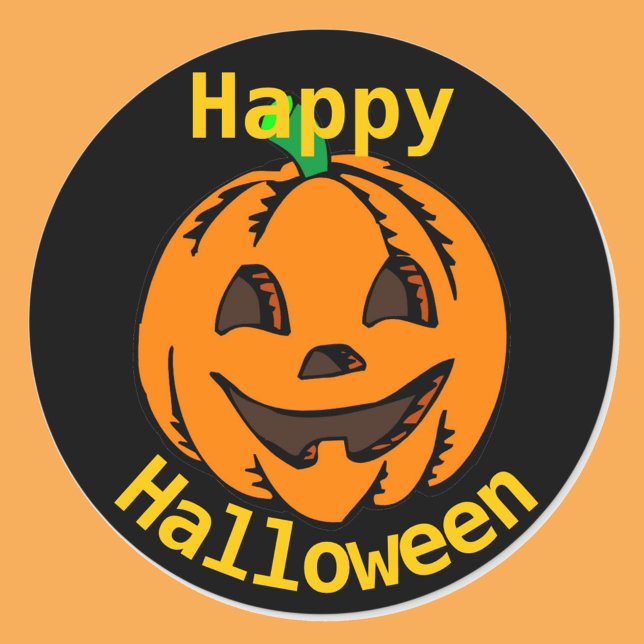 Adesivo Redondo Feliz Halloween Rindo de Pumpkin 20 Stickers (Criador carregado)