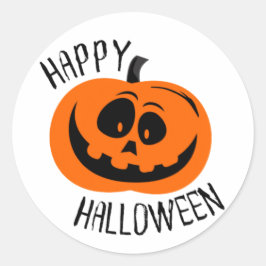 Adesivo Redondo Feliz Halloween Rosto de Abóbora Louco