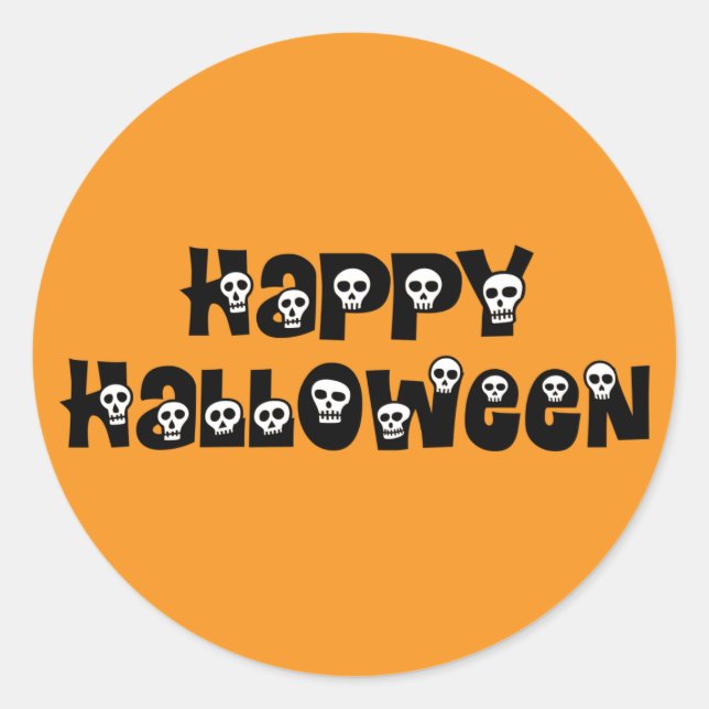 Adesivo Redondo Feliz Halloween Skulls Sticker (Frente)
