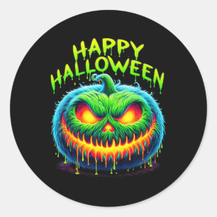 Adesivo Redondo Feliz Halloween Spooky Jack O Lanterna Pumpkin Tre