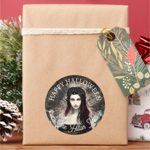 Adesivo Redondo Feliz Halloween Steampunk Gothic Fallen Angel