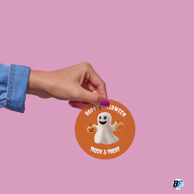 Adesivo Redondo Feliz Halloween - Truque ou Tratado (Criador carregado)