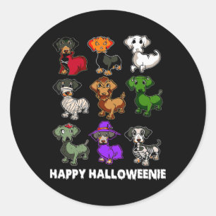 Adesivo Redondo Feliz Halloweenie Dachshund Dachshund Halloween Gi