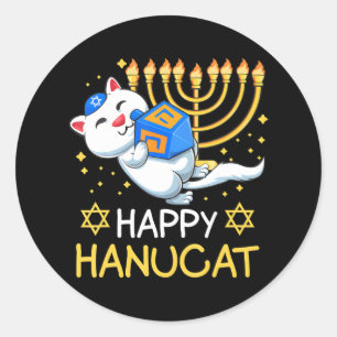 Adesivo Redondo Feliz Hanucat Ugly Hanukkah judeu Chanukka Cute