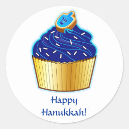 Adesivo Redondo Feliz Hanukkah: Cupcake com Cookie em Branco